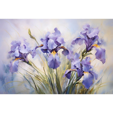 Watercolor canvas of Iris Flowers